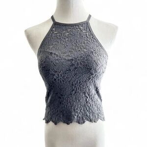 American Eagle Outfitters Charcoal Lace Top
